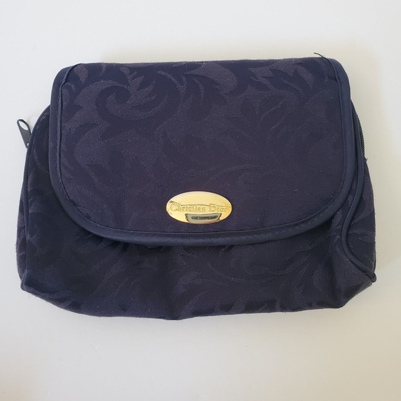 Vintage Christian Dior 90's Blue Small  Clutch Rare Make Up Bag - Picture 1 of 13